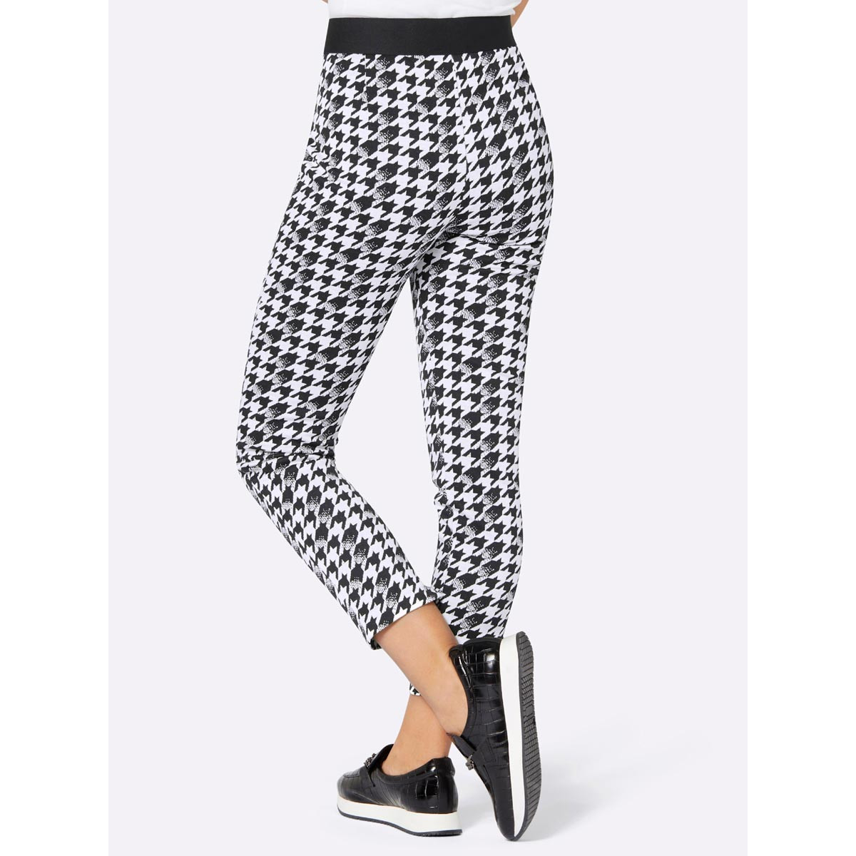 Jacquard-Jersey-Schlupfhose schwarz-ecru