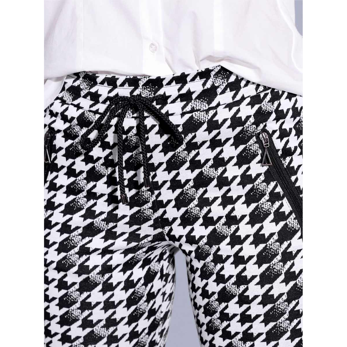 Jacquard-Jersey-Schlupfhose schwarz-ecru