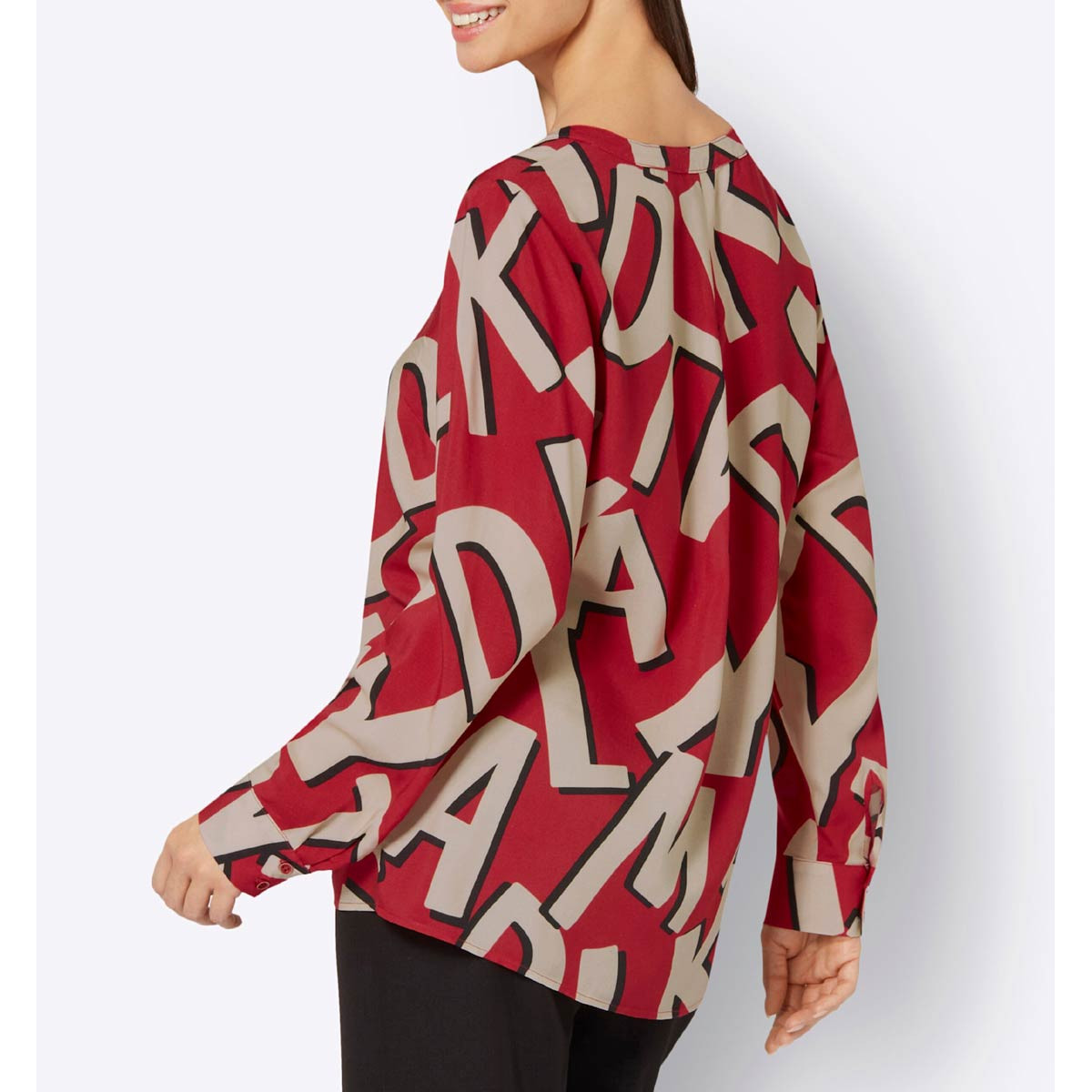 Druckbluse rot-sand