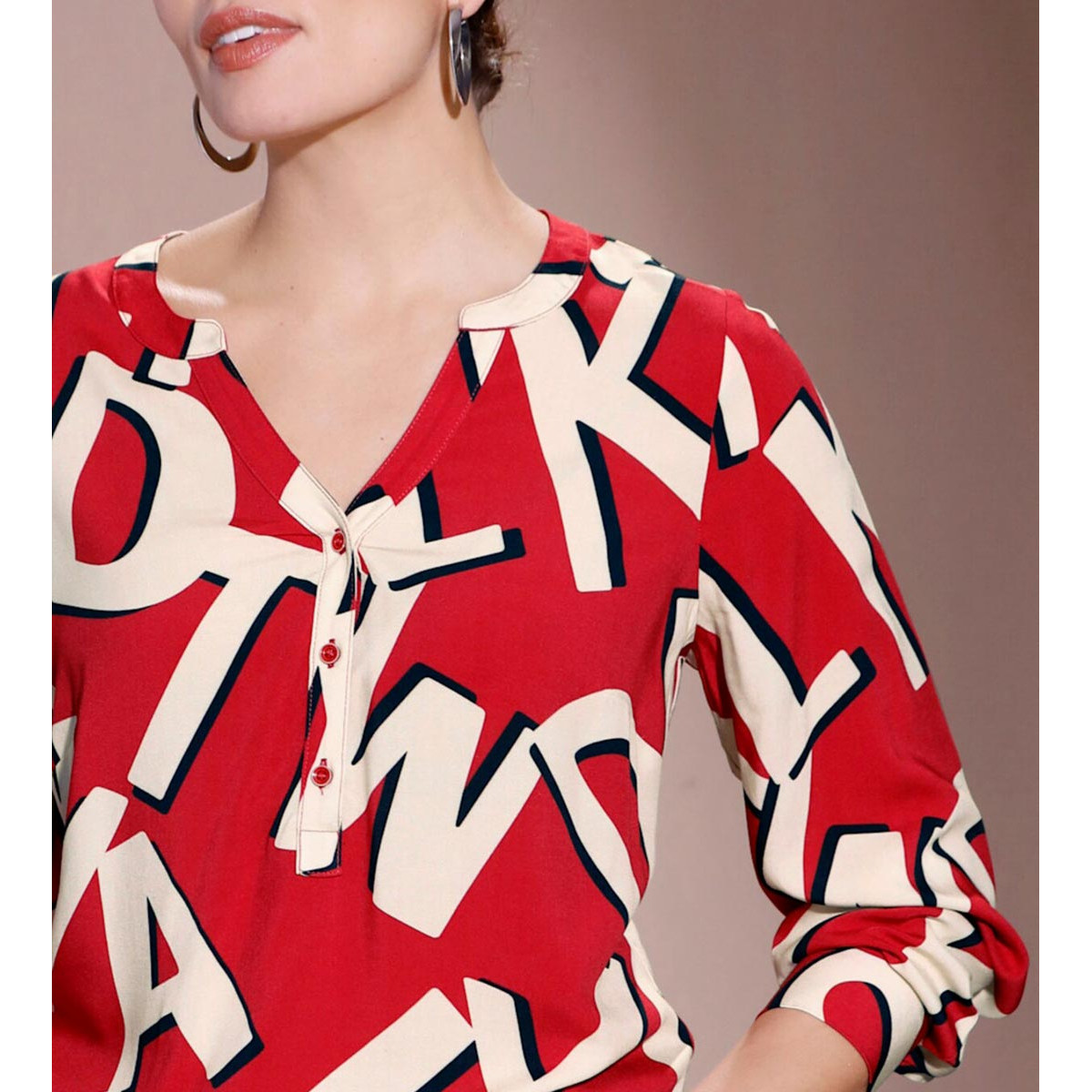 Druckbluse rot-sand