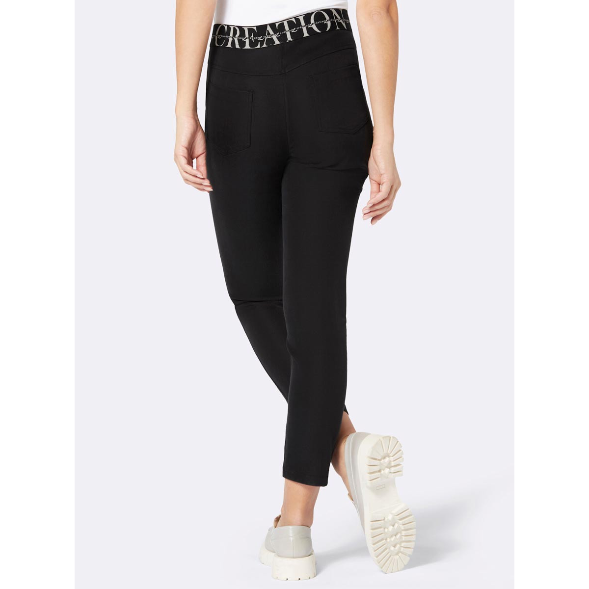 Lyocell-Hose m.Jacquard-Schriftzug am Bund schwarz