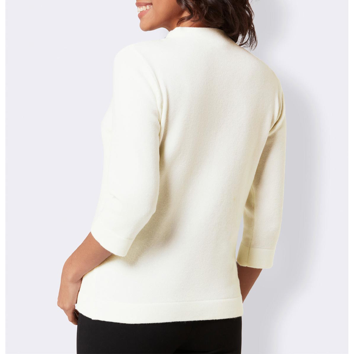 3/4-Ärmeln-Pullover m. Stehkragen ecru