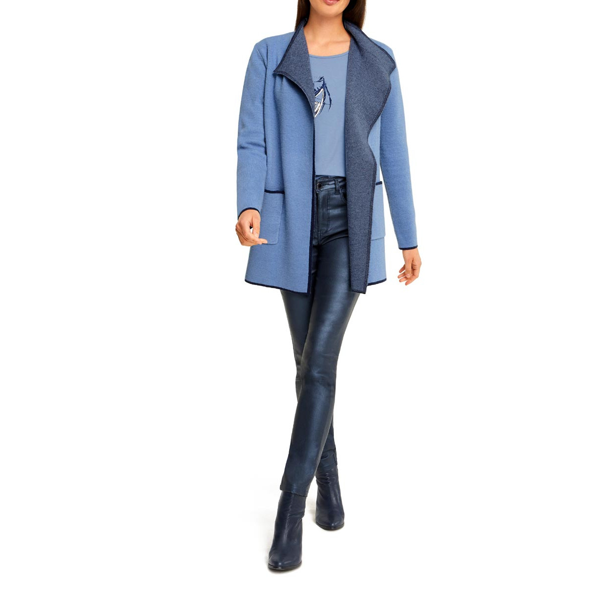 Designer-Doubleface-Strickjacke electricblue