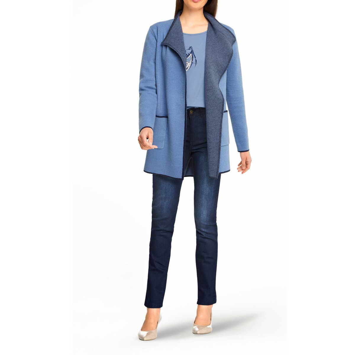 Designer-Doubleface-Strickjacke electricblue