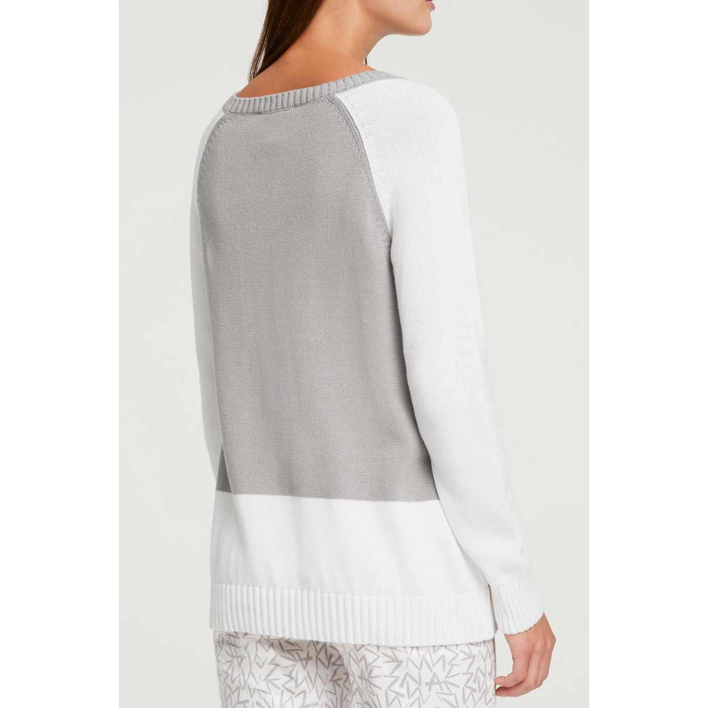 Designer-Pullover grau-ecru