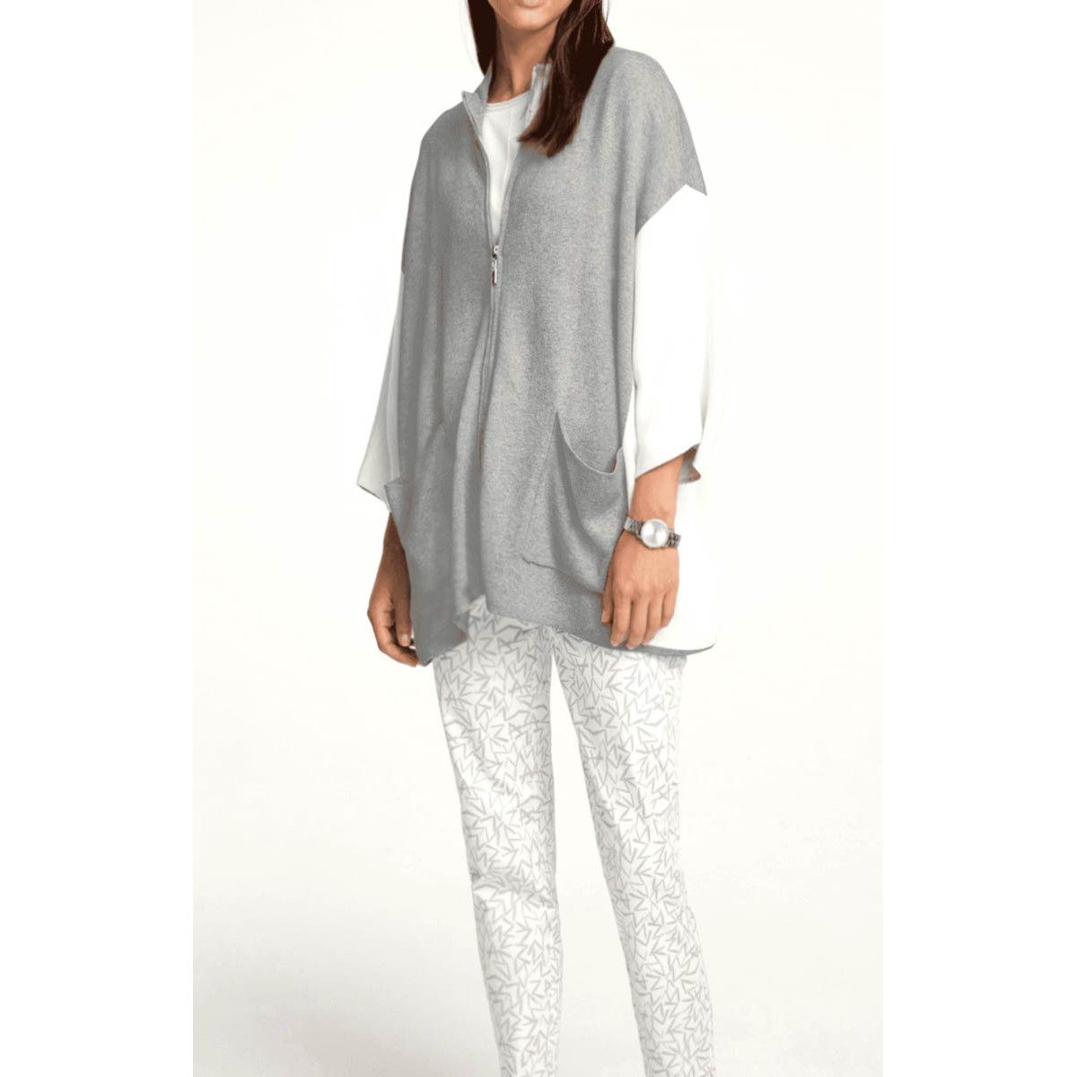Designer-Oversized-Strickjacke grau-melange