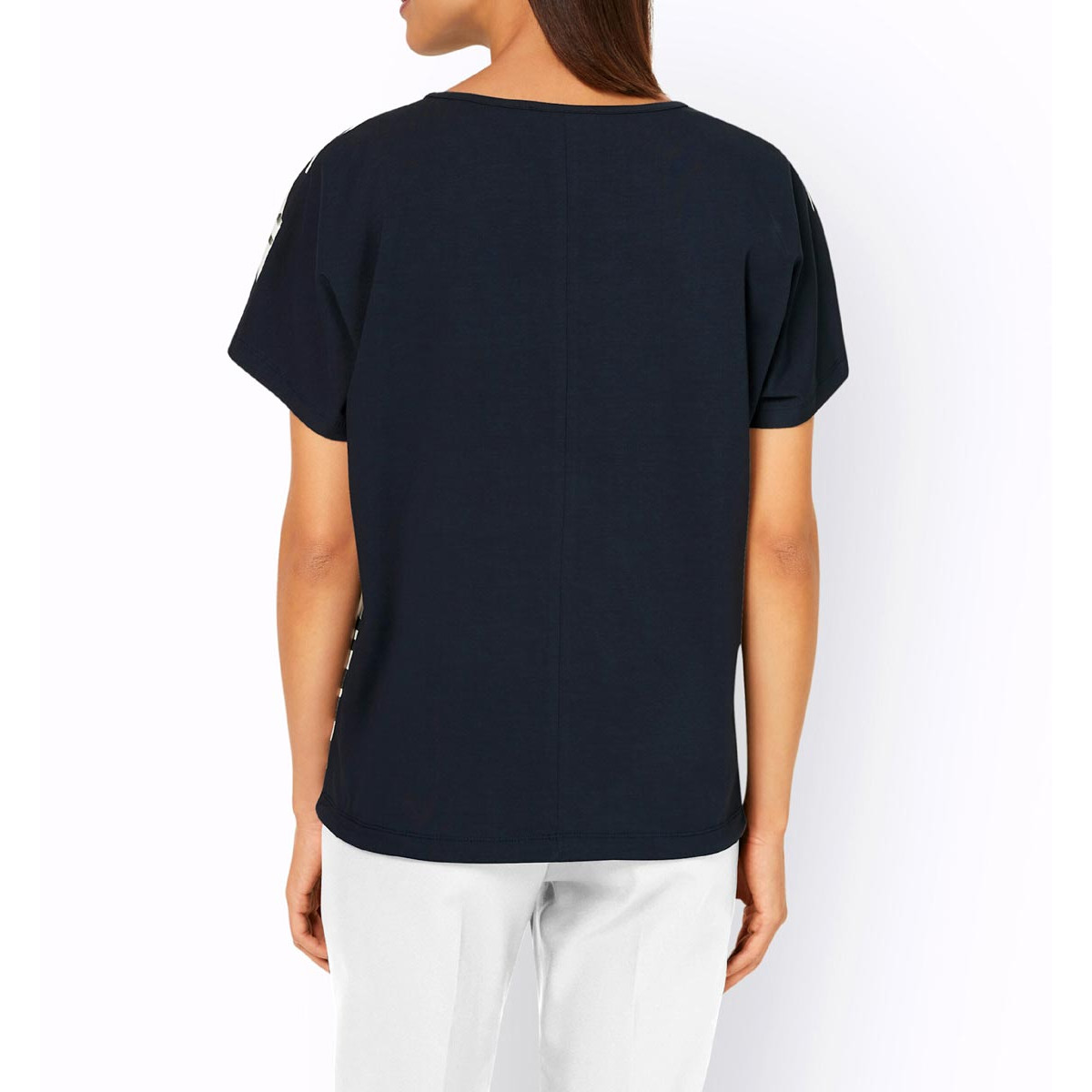 Designer-Shirt m.Folienprint-Schriftzug marine-ecru