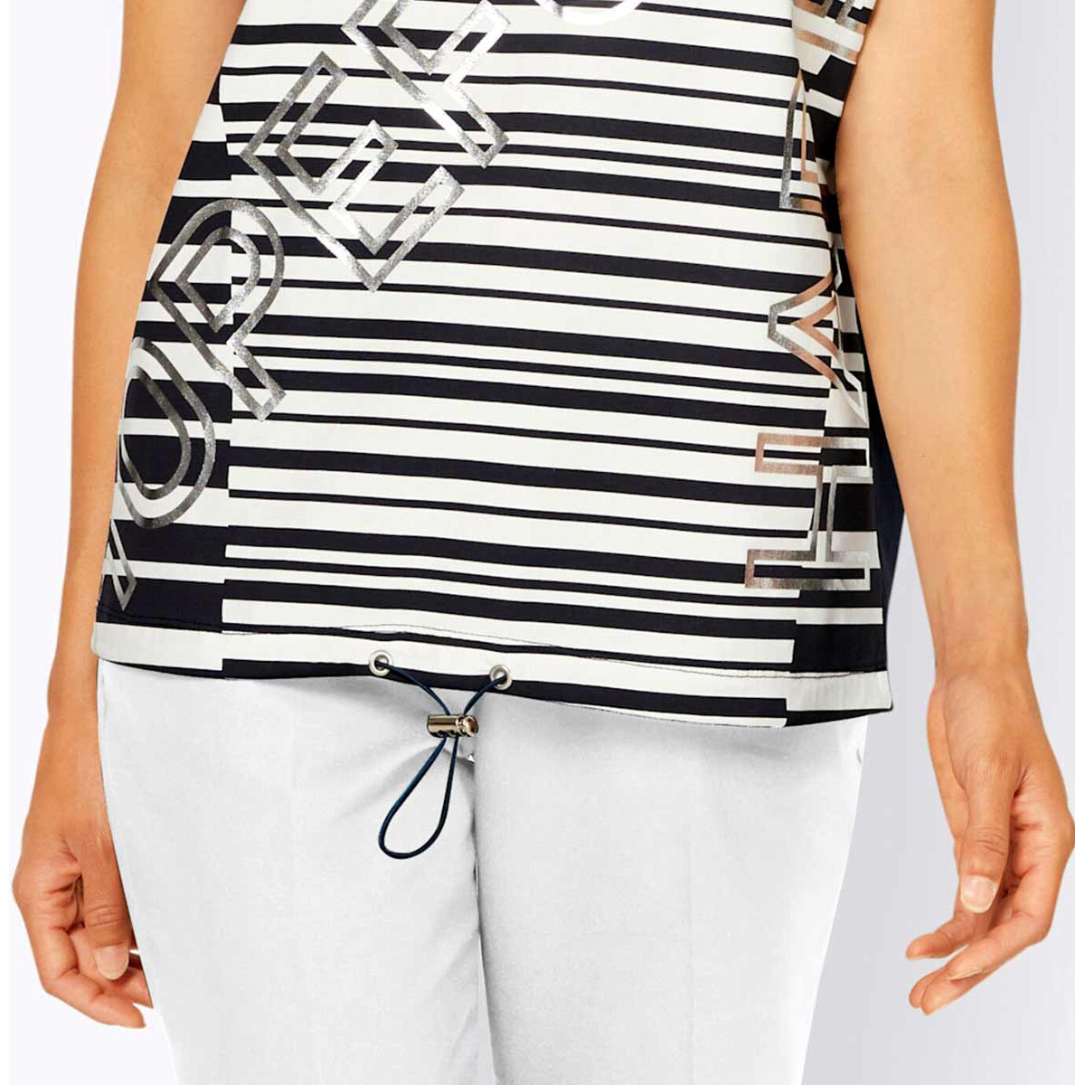 Designer-Shirt m.Folienprint-Schriftzug marine-ecru