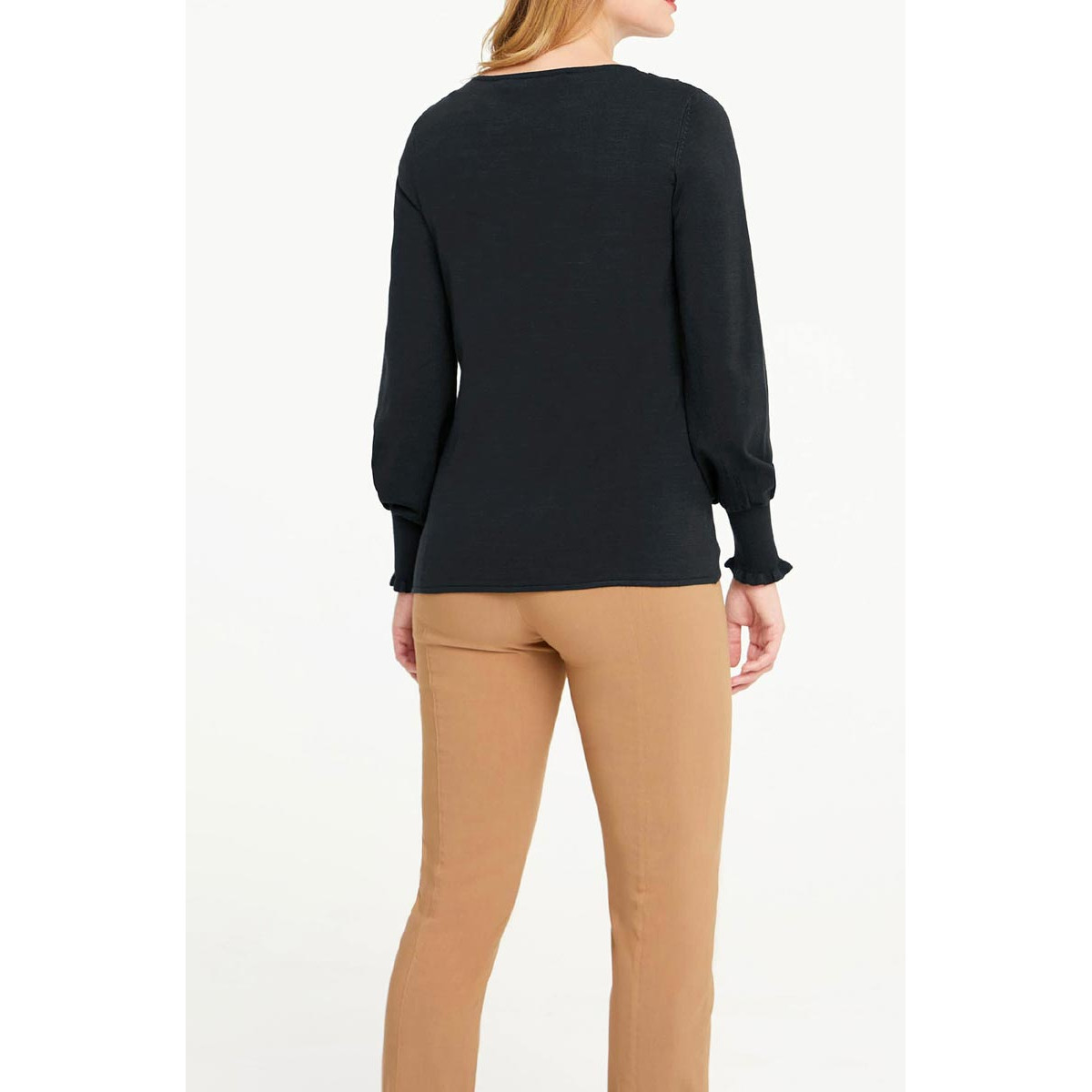 Designer-Pullover m. Spitze schwarz