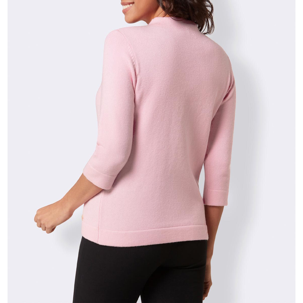 3/4-Ärmeln-Pullover m. Stehkragen rosé