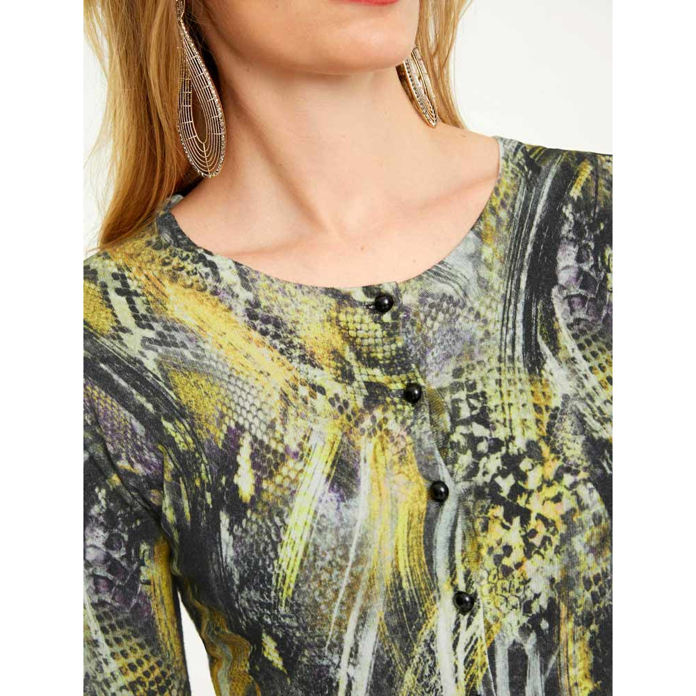 Designer-Strickjacke schwarz-limone