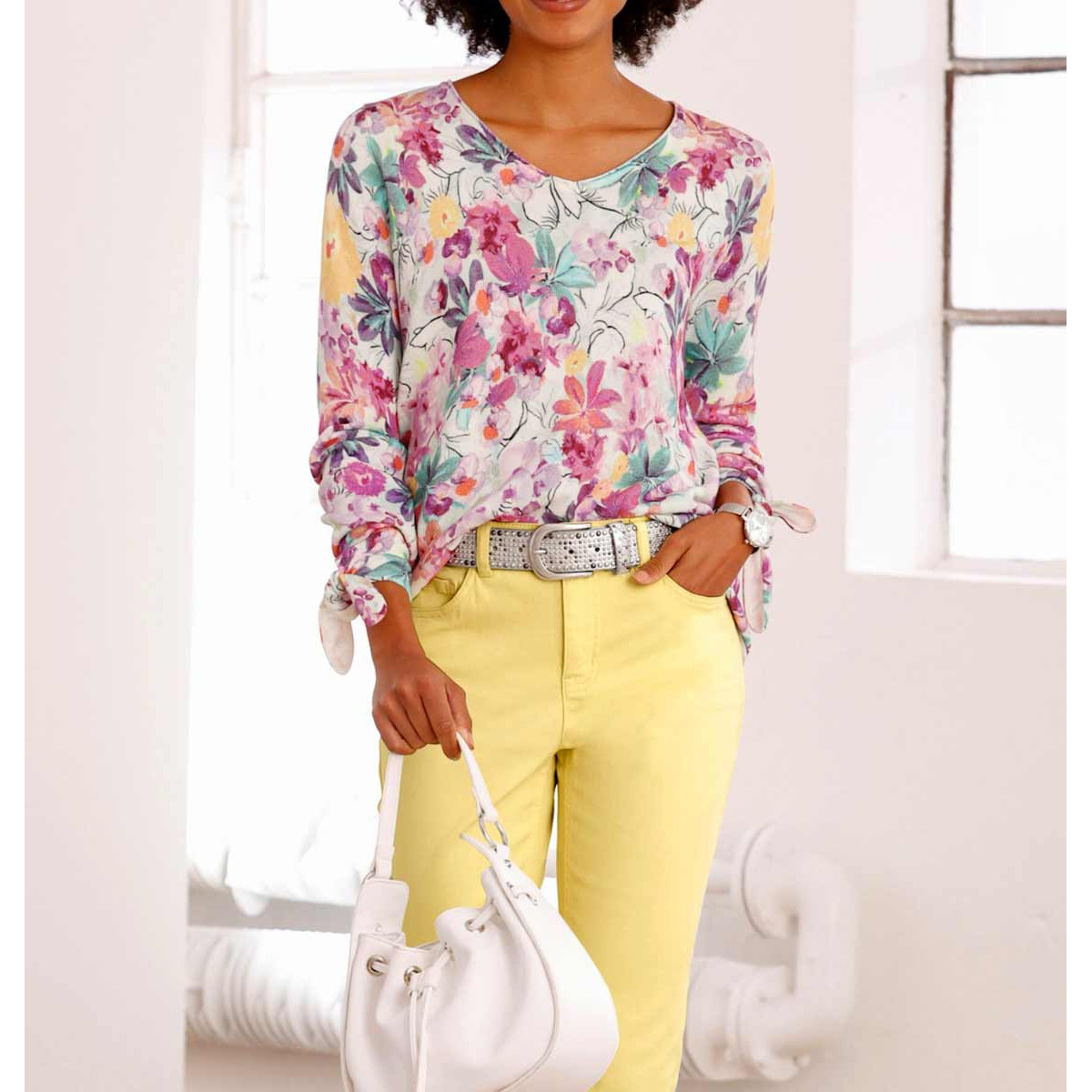 Sweater with floral print muticolour