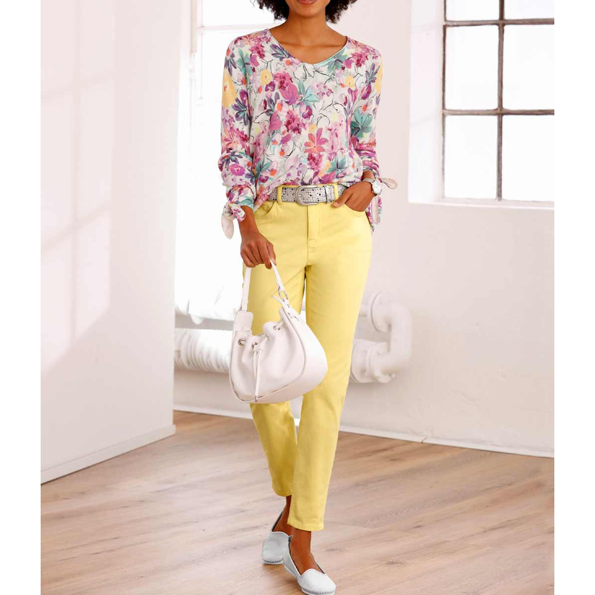 Sweater with floral print muticolour