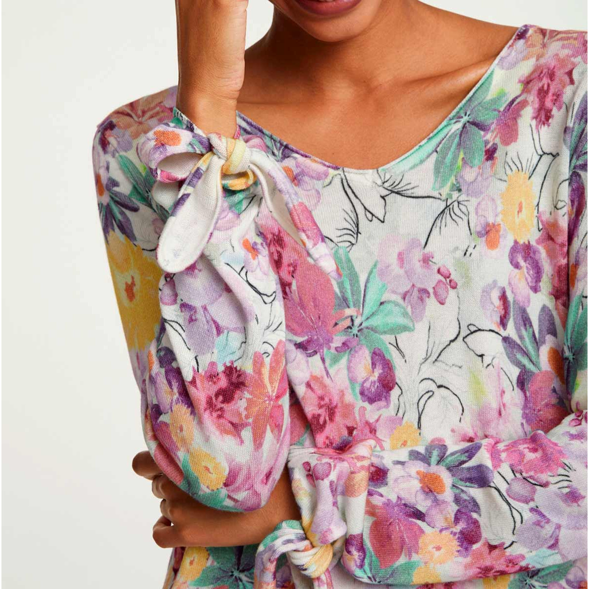 Sweater with floral print muticolour
