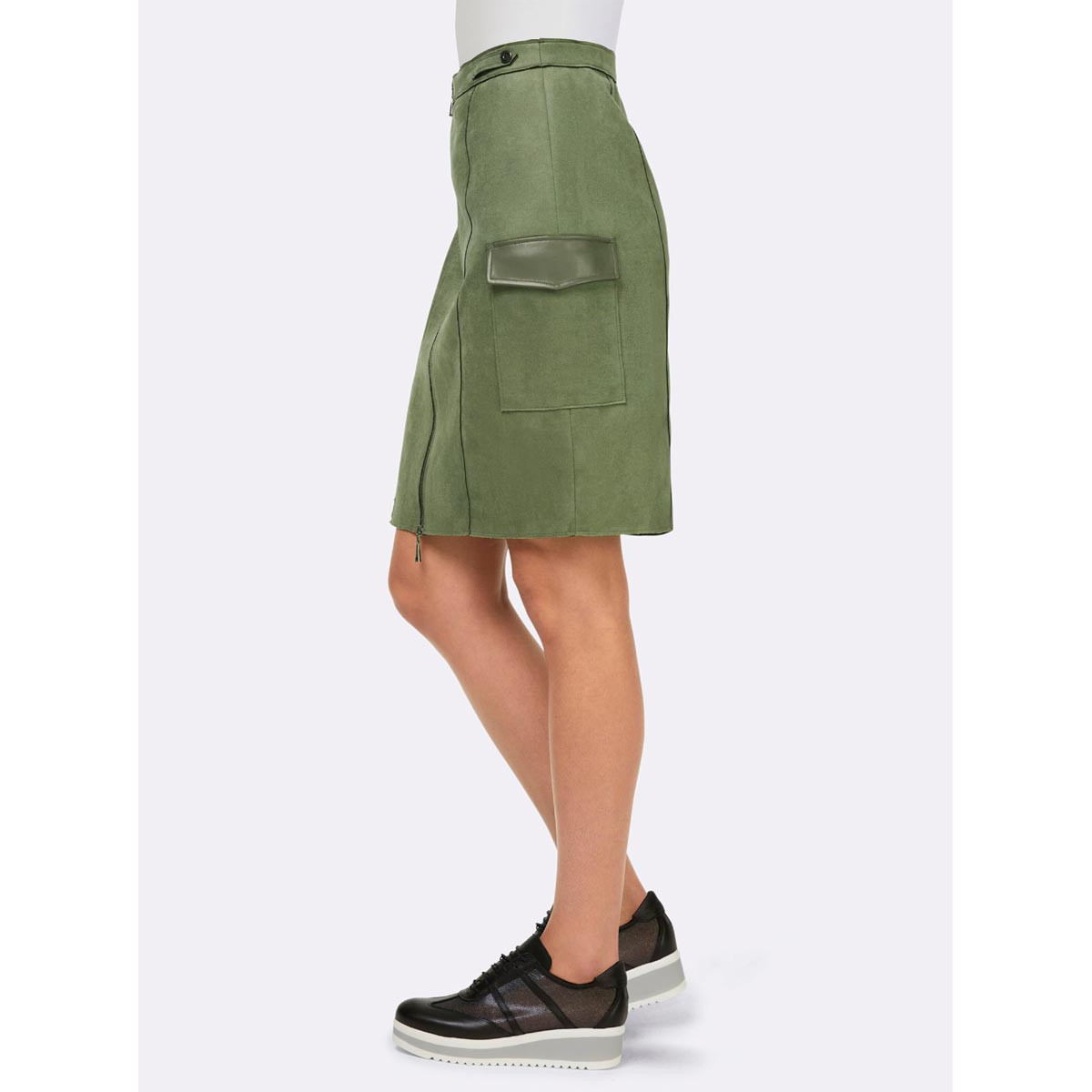 Designer-Velourslederimitat-Rock khaki