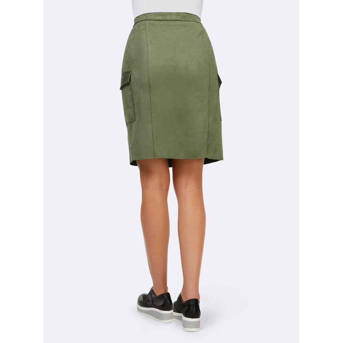 Designer-Velourslederimitat-Rock khaki