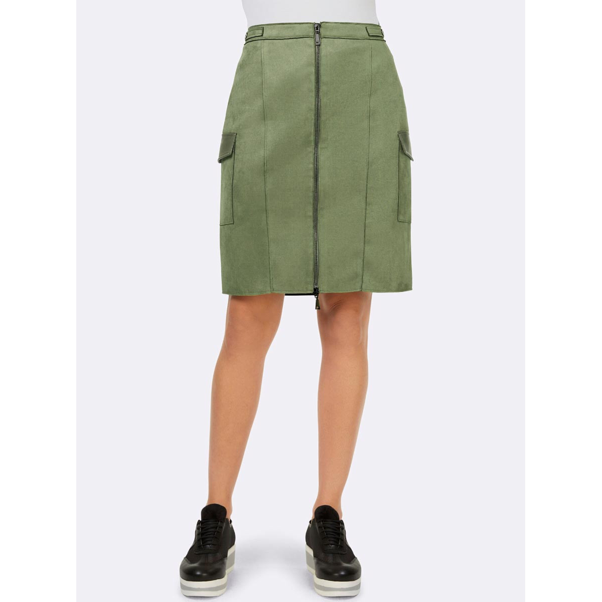 Designer-Velourslederimitat-Rock khaki
