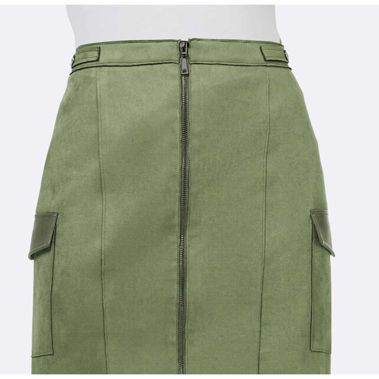 Designer-Velourslederimitat-Rock khaki