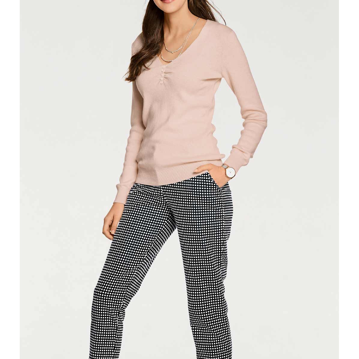 Designer-Pullover m. Seide rosa