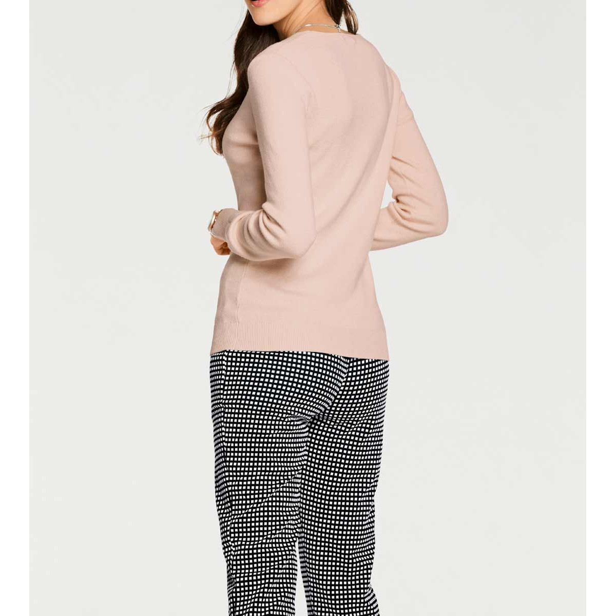 Designer-Pullover m. Seide rosa