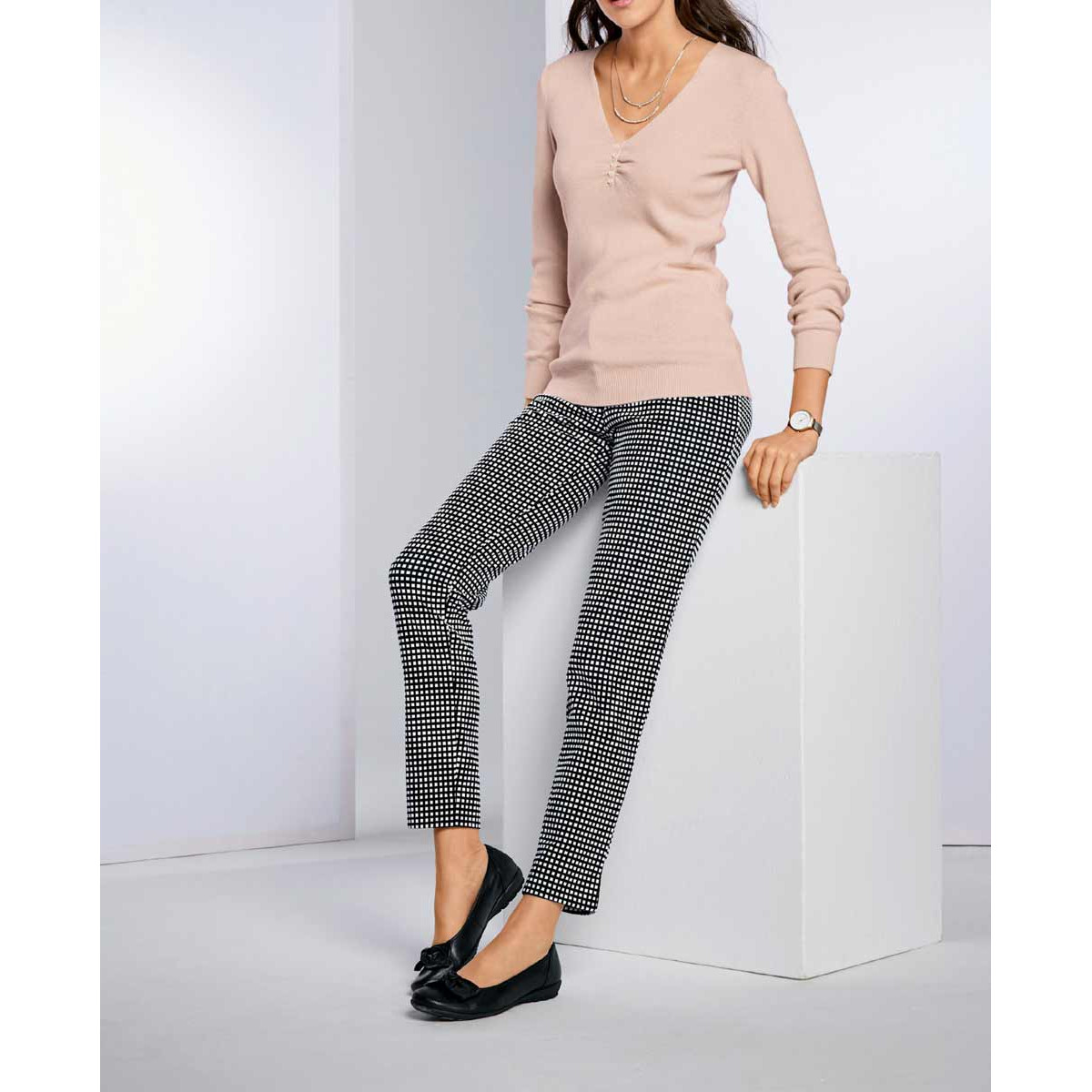 Designer-Pullover m. Seide rosa