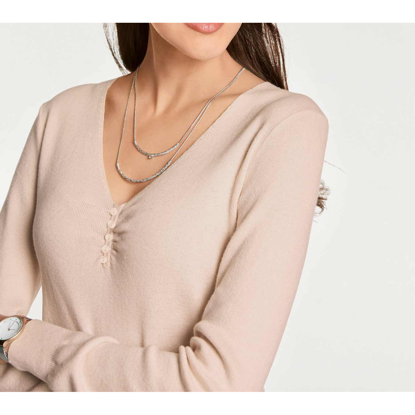 Designer-Pullover m. Seide rosa