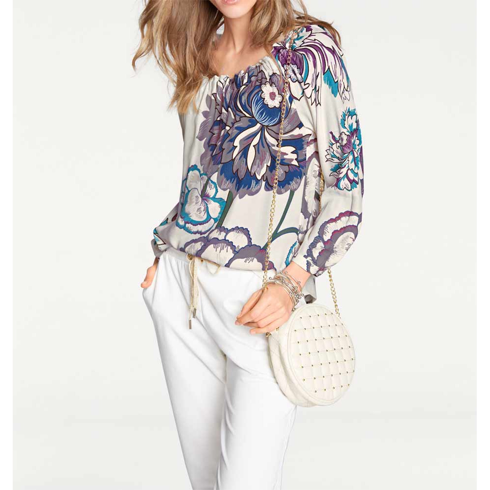 Druckbluse creme-bunt