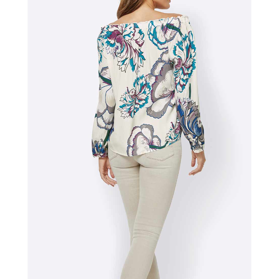 Druckbluse creme-bunt