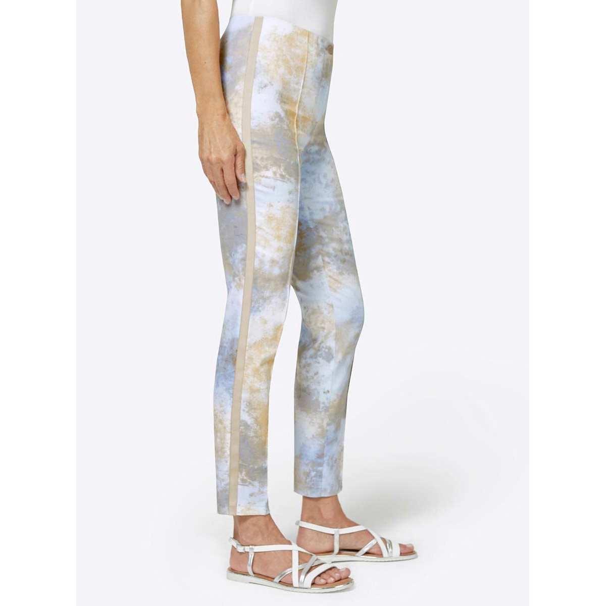 Stretchhose hellblau-beige