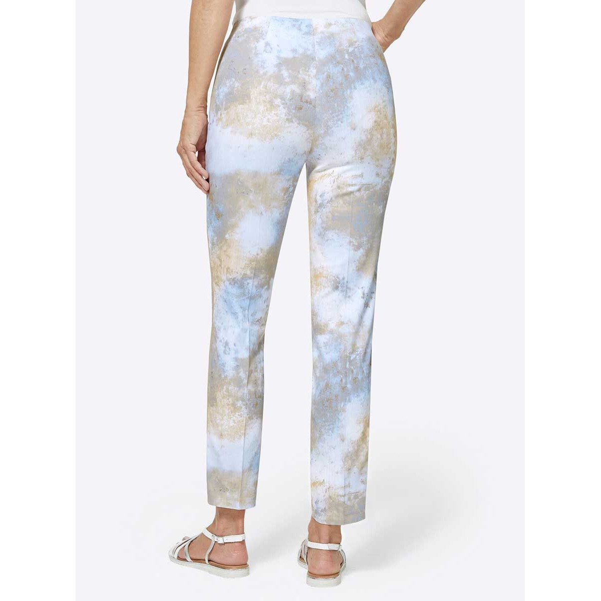 Stretchhose hellblau-beige