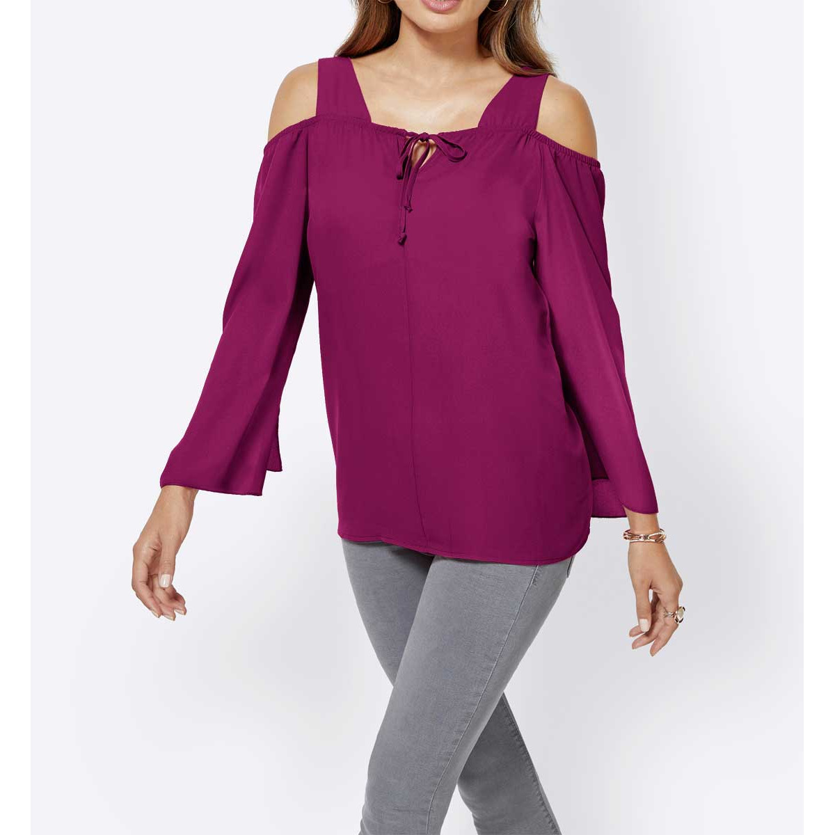 Bluse m. Cut-Outs fuchsia