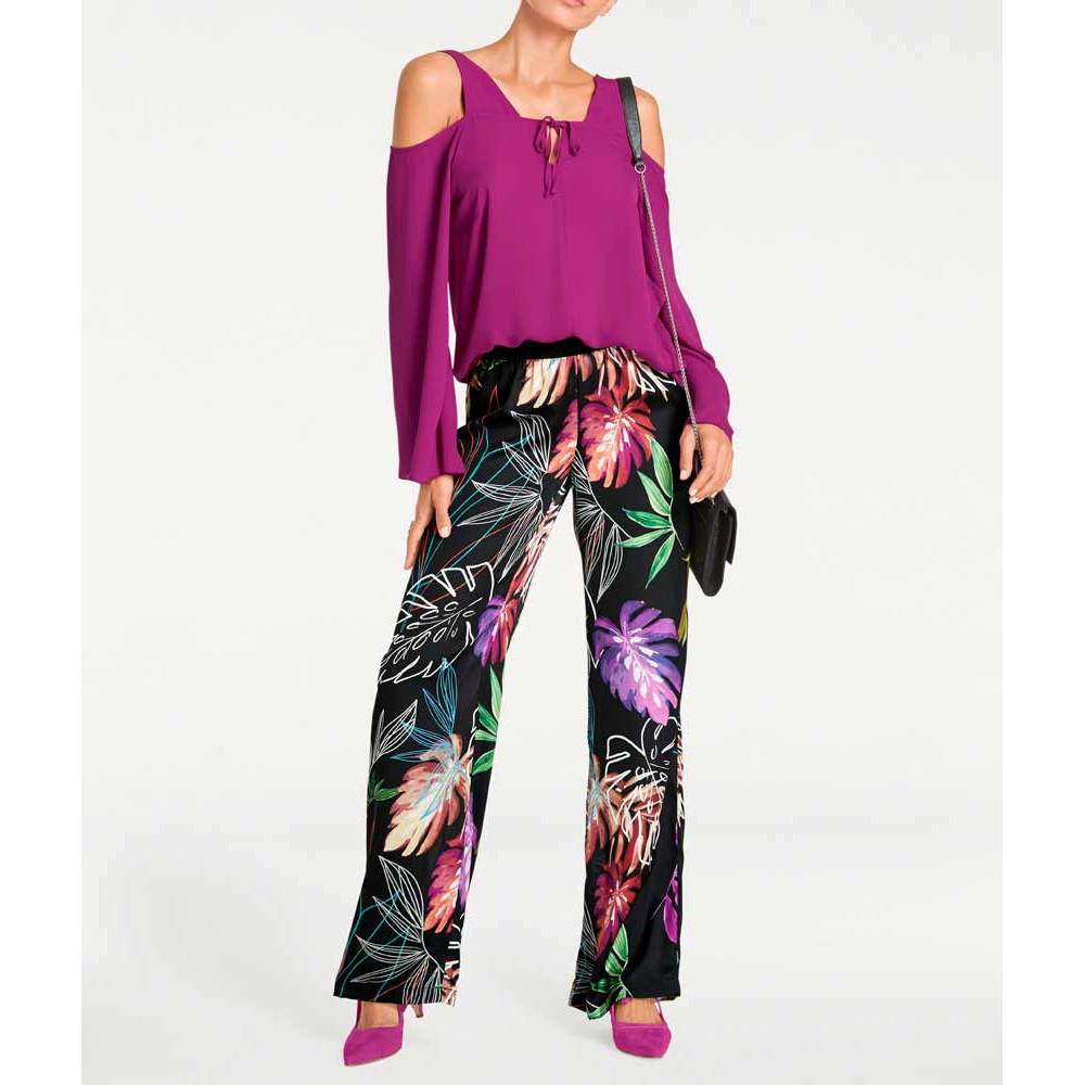 Bluse m. Cut-Outs fuchsia