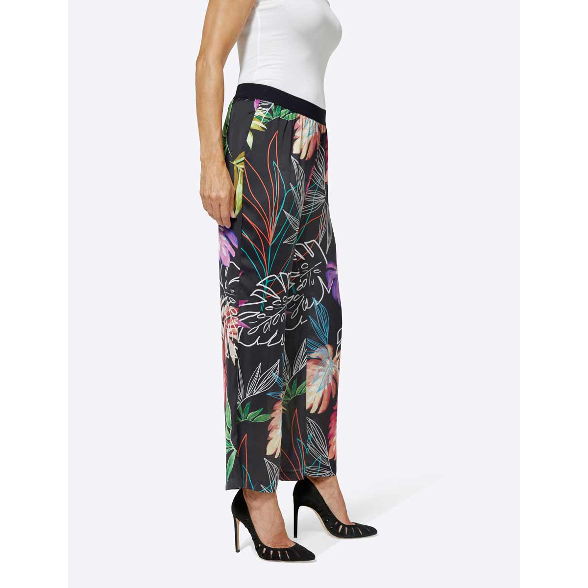 Satinhose schwarz-bunt