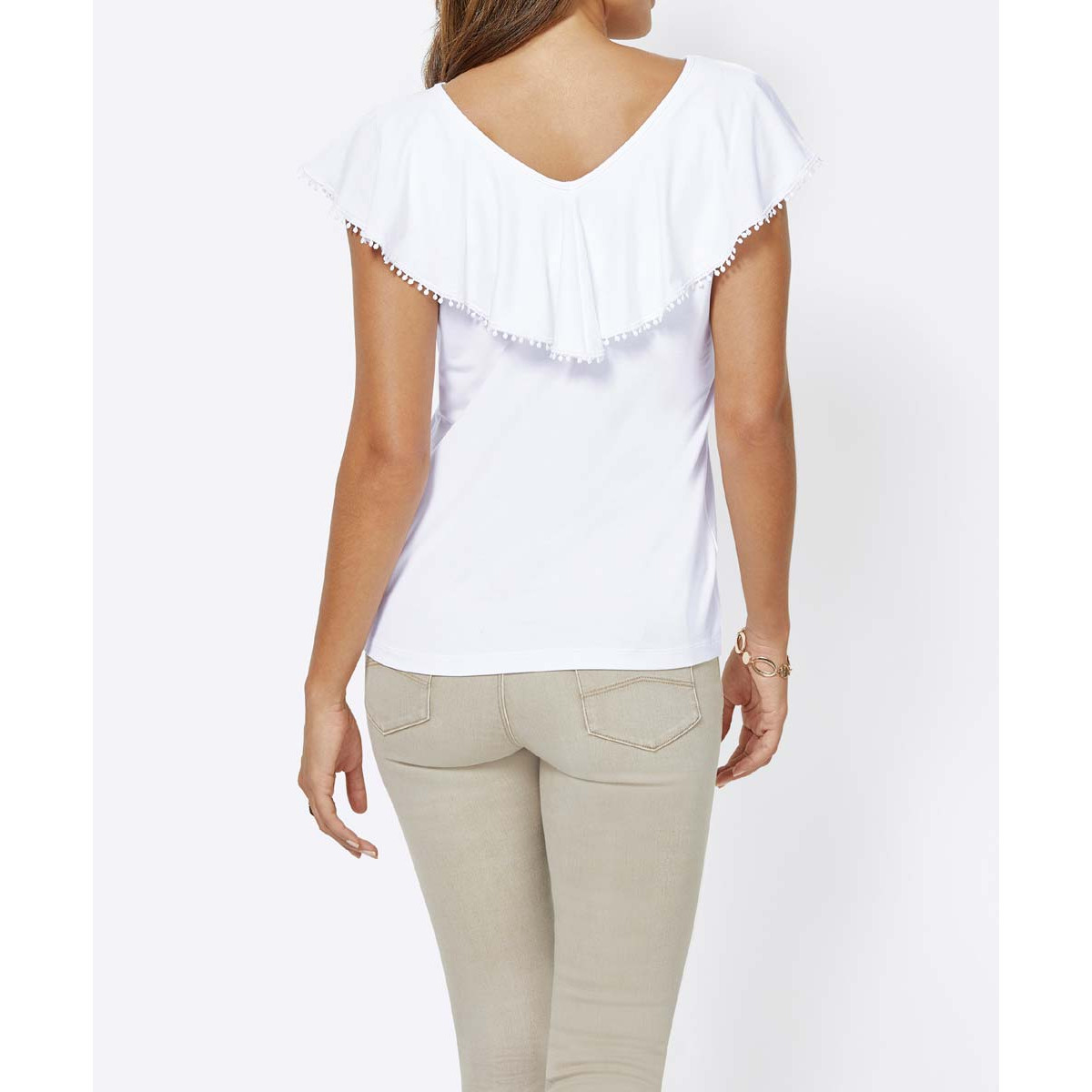 Jerseyshirt m. Spitze weiß