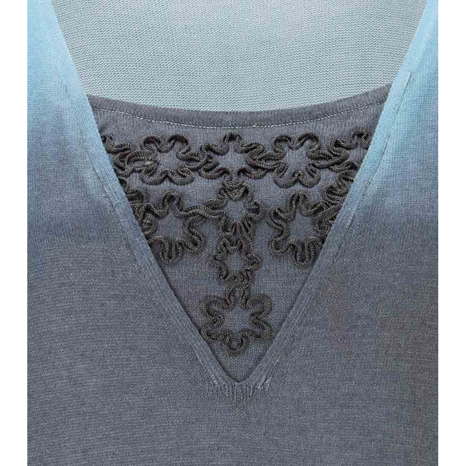 Feinstrickpullover blau-grau