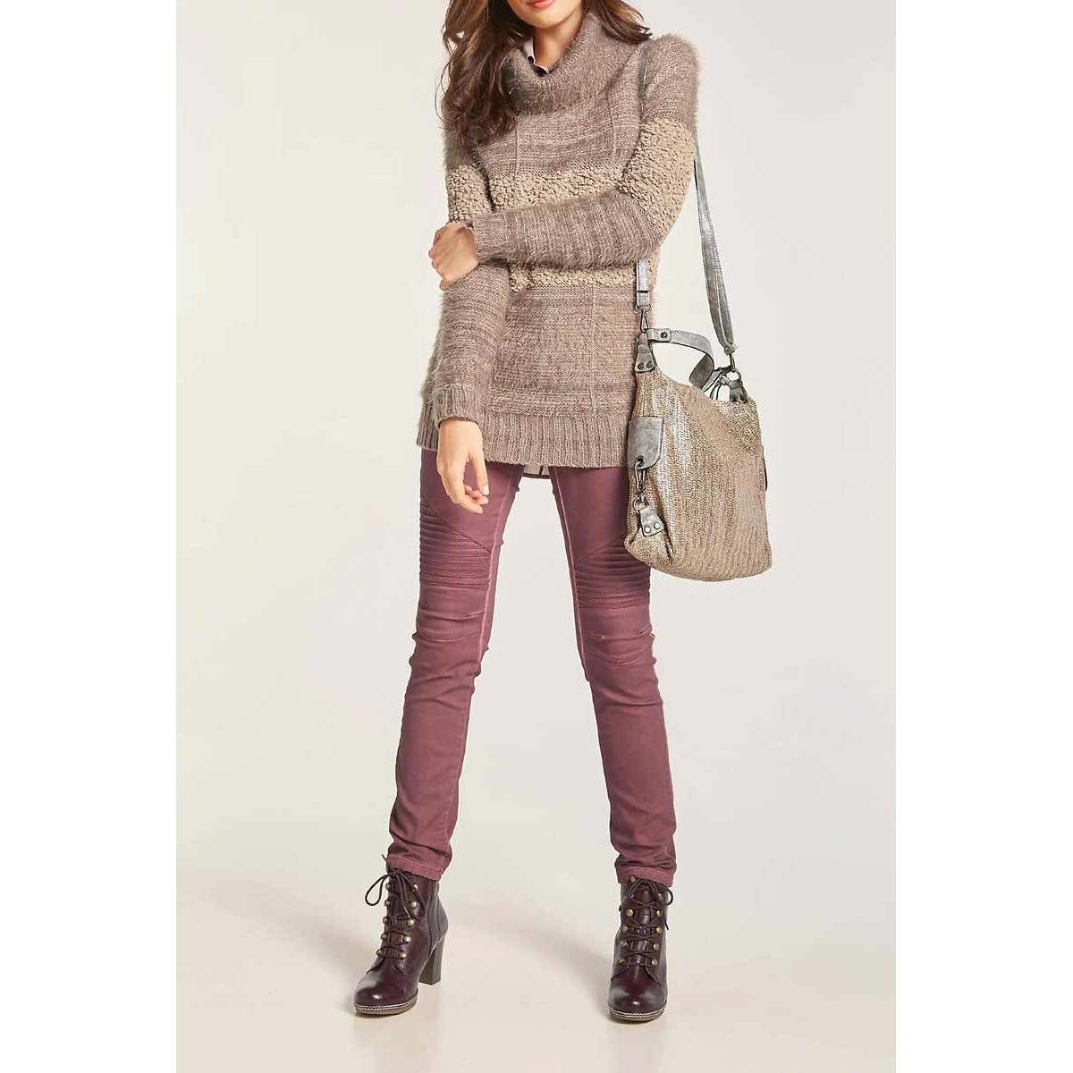 Kuschel-Rollkragenpullover beige-taupe
