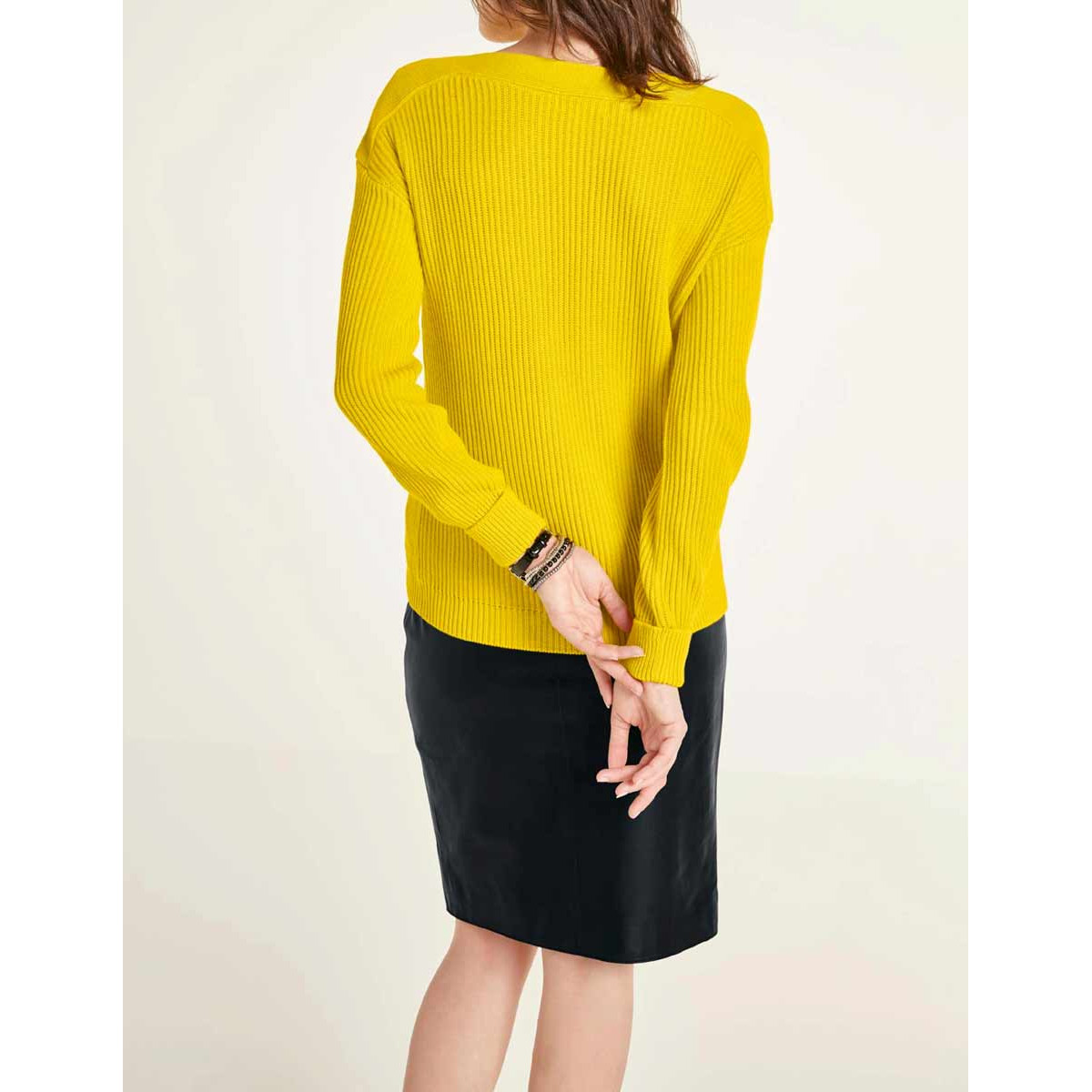 Designer-Grobstrickpullover gelb