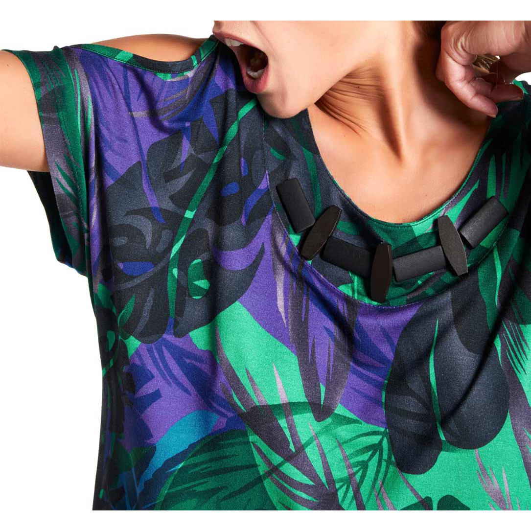 Designer-Druckshirt m.Schmuckelement bunt