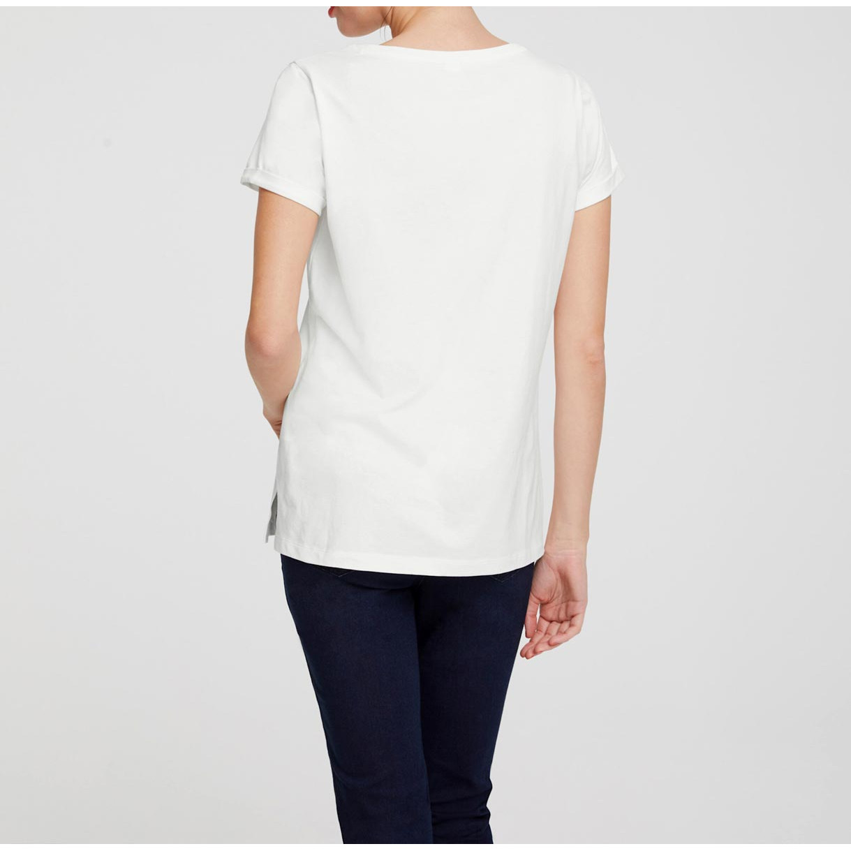 Designer-Shirt m. Applikation offwhite