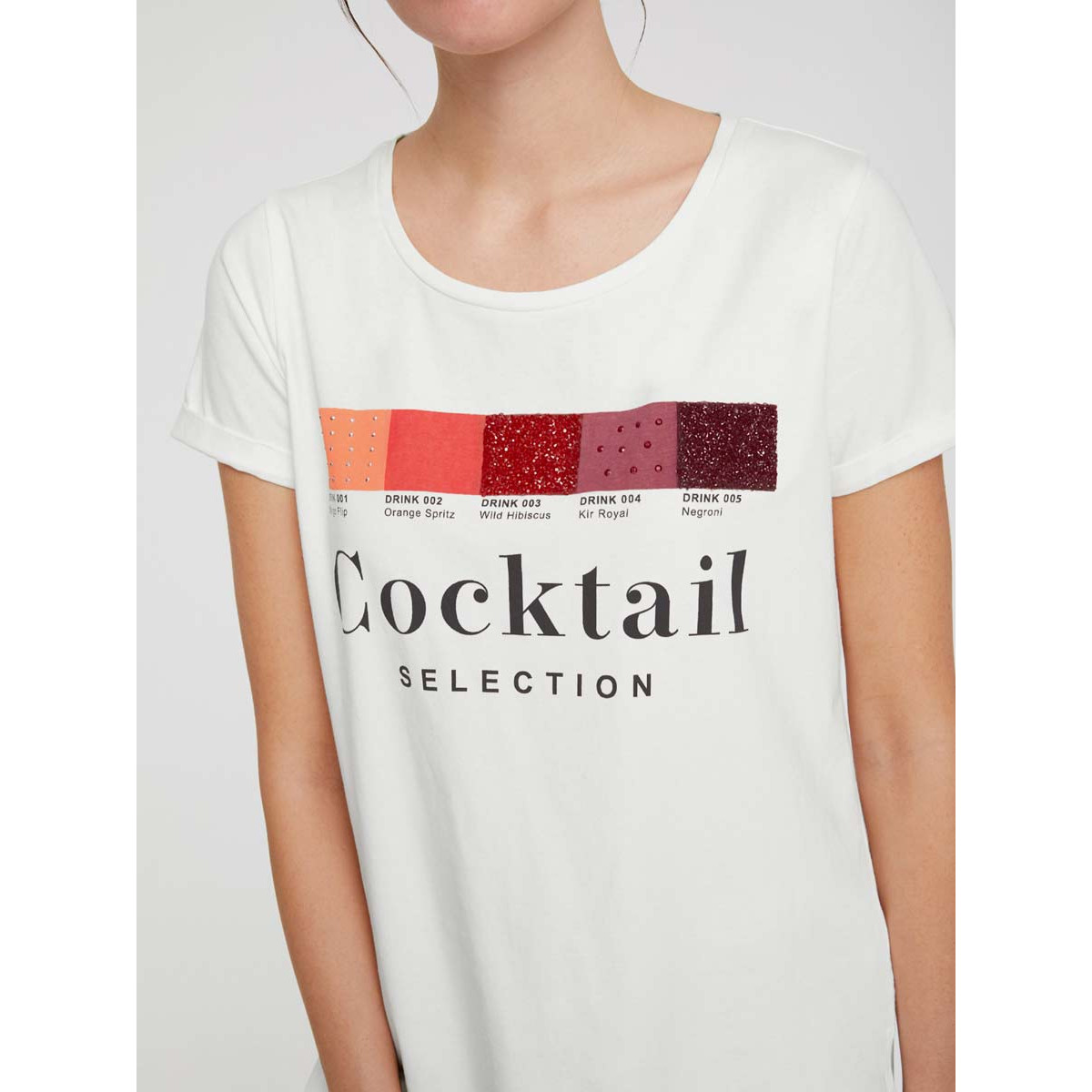 Designer-Shirt m. Applikation offwhite