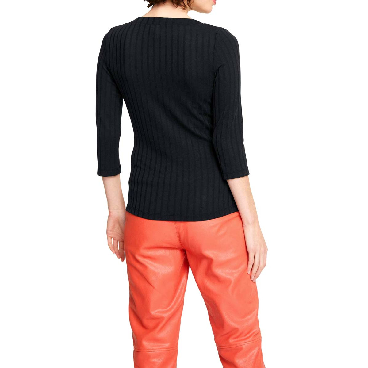 Designer-Rippenshirt m.Knöpfen schwarz
