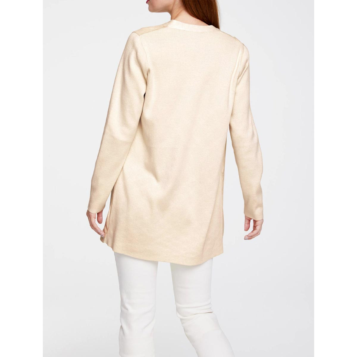Patch-Velourslederimitat-Strick-Jacke sand