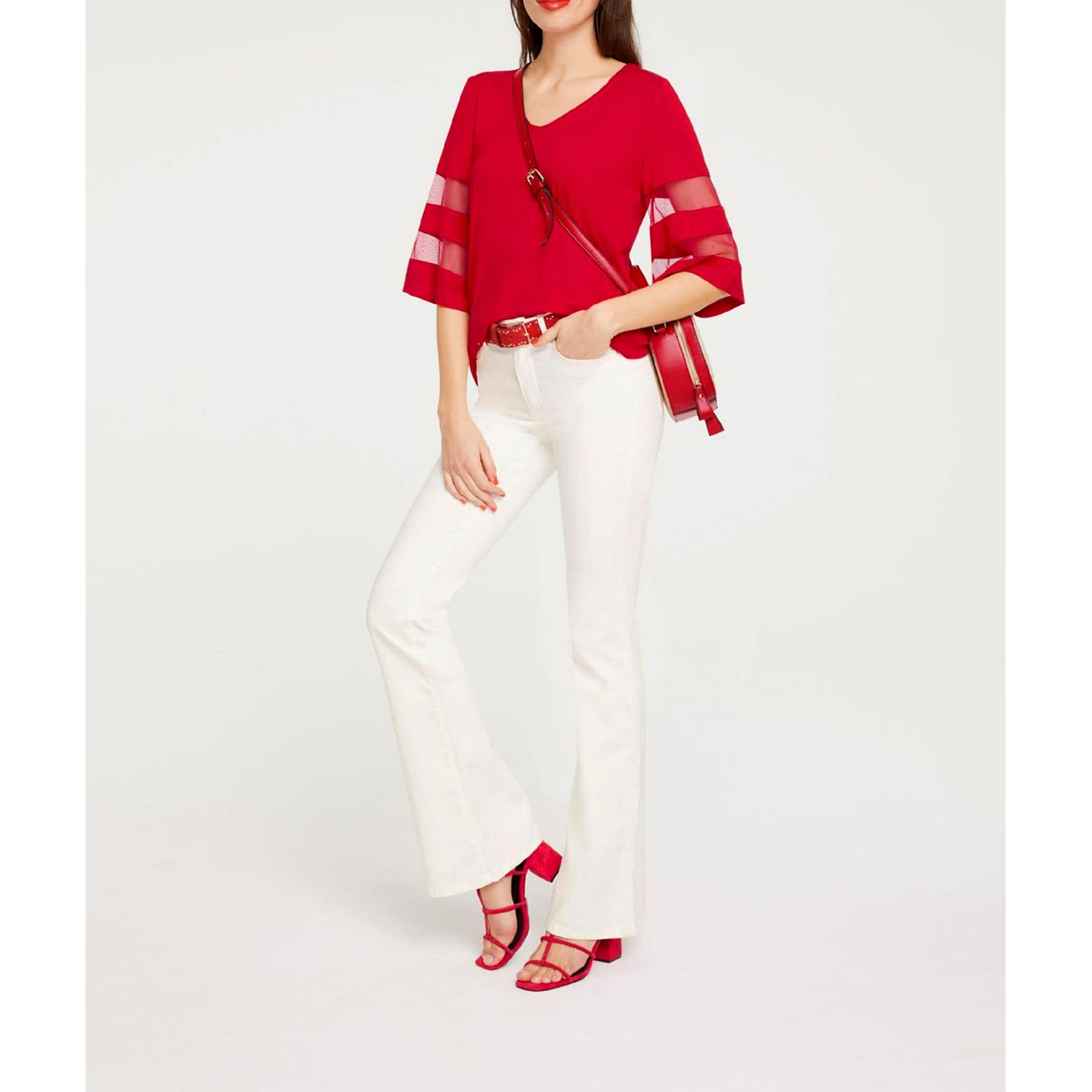 Designer-Shirt m. Mesheinsatz rot