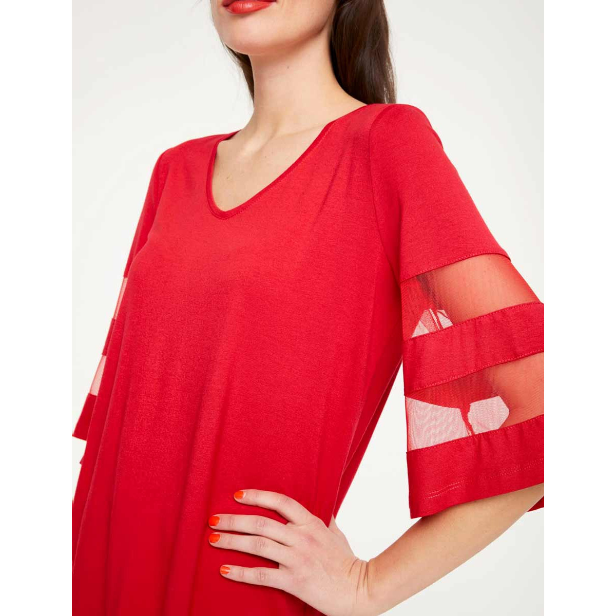 Designer-Shirt m. Mesheinsatz rot
