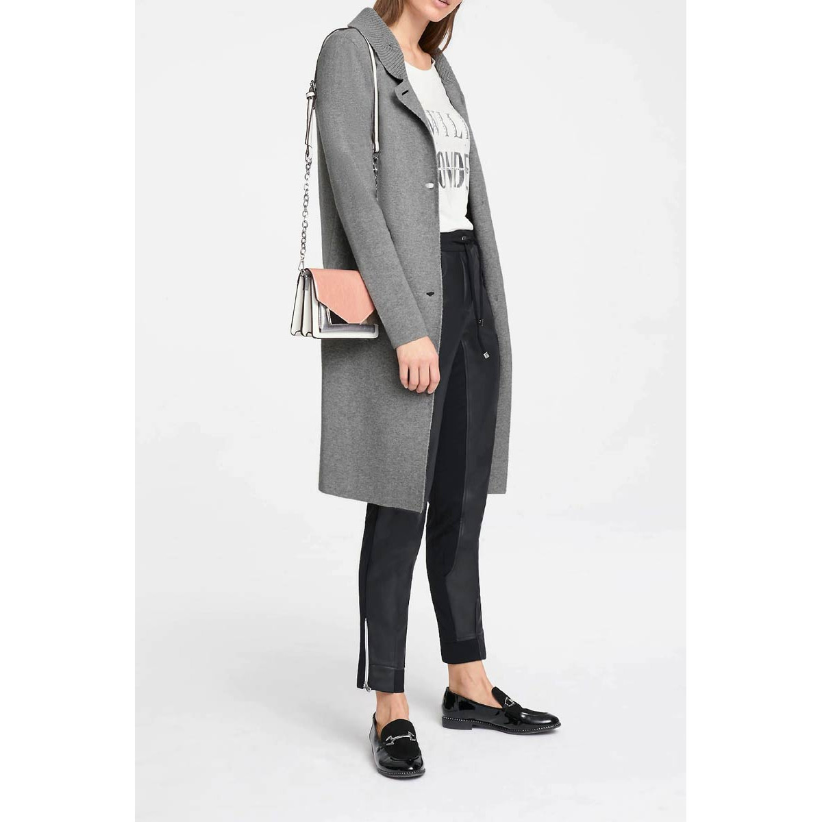 Designer-Longstrickjacke grau-melange