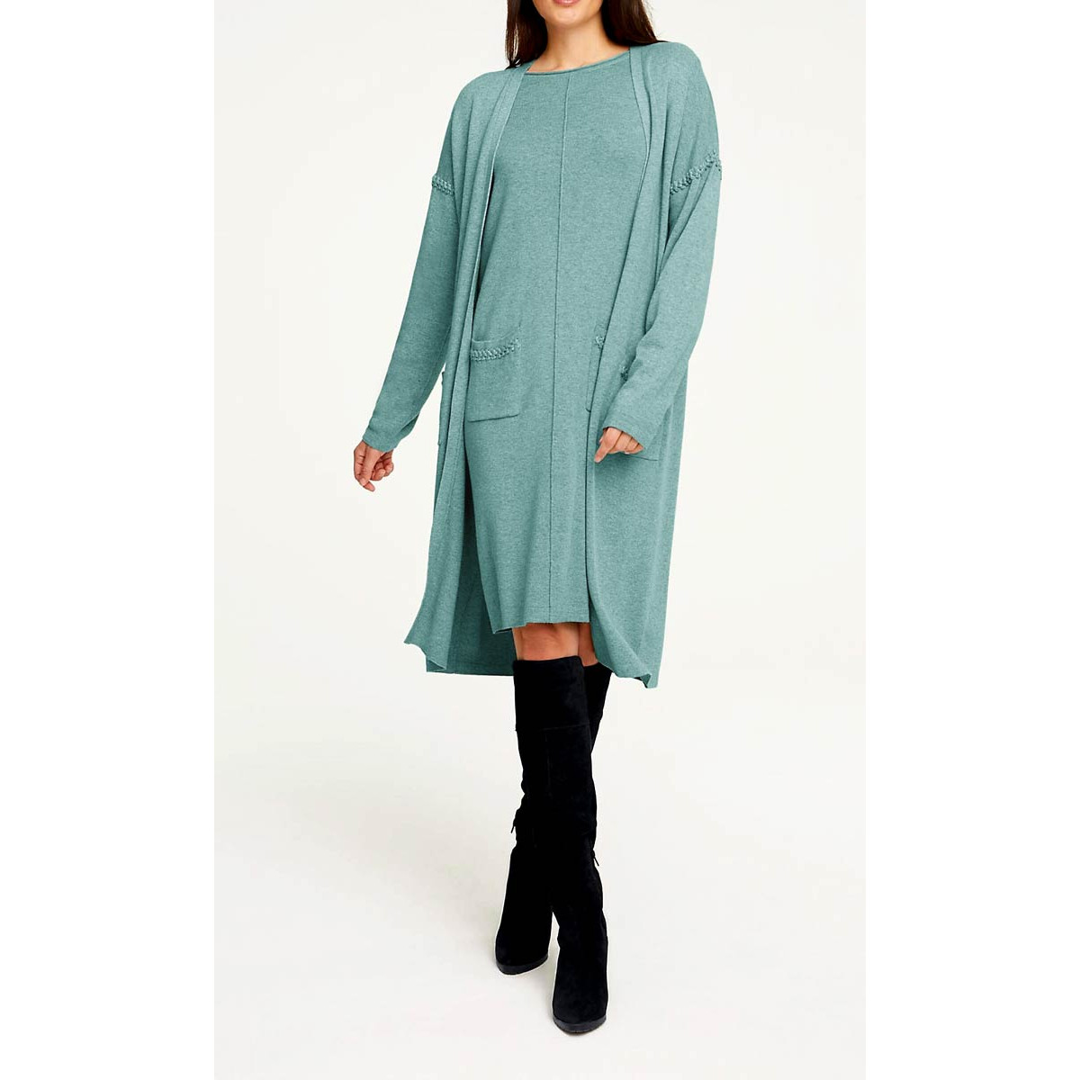 Designer-Strickmantel mint