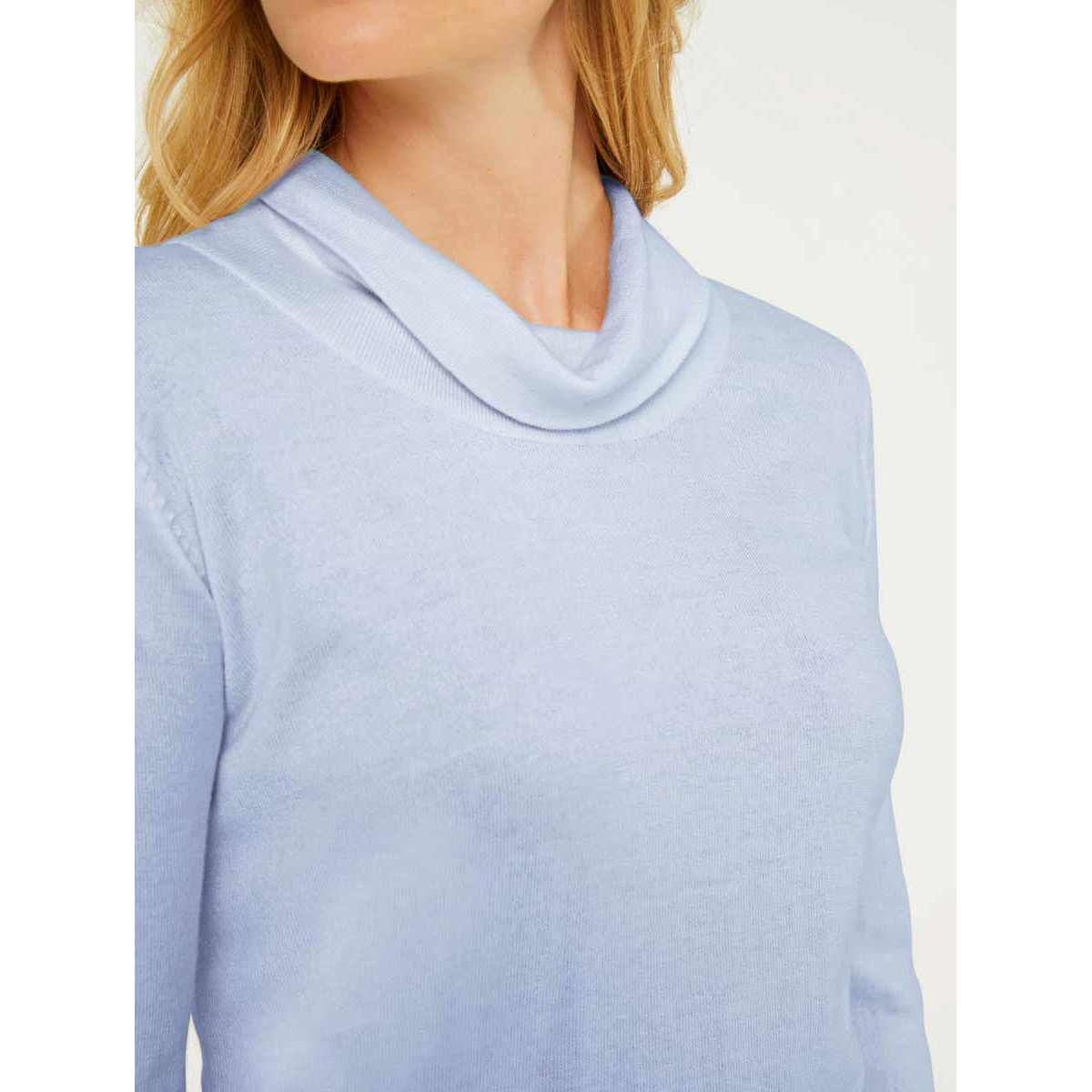 Designer-Rollkragenpullover m. Kaschmir hellblau