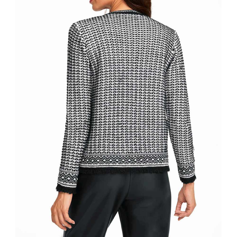 Designer-Strickjacke schwarz-ecru
