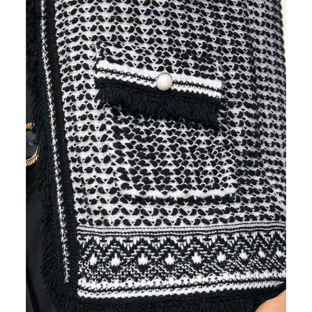 Designer-Strickjacke schwarz-ecru