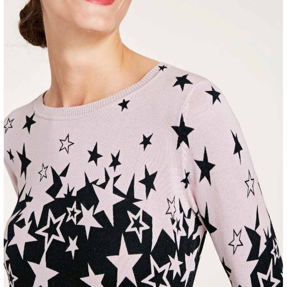 Designer-Druckpullover schwarz-rosé